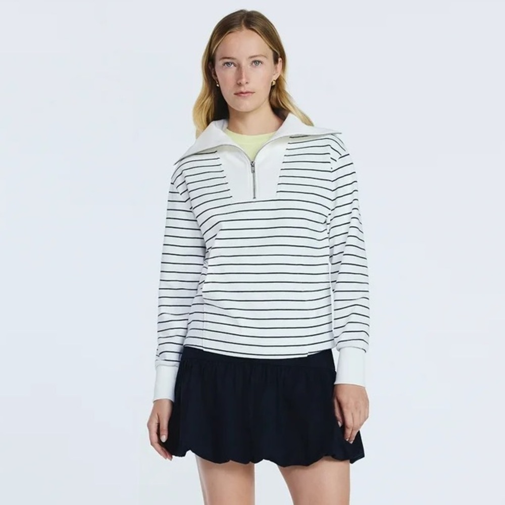 Free Assembly Women's Sailor Collar Sweatshirt Cream w/ Stripes Size Medium NEW - Picture 3 of 12